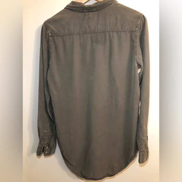 Tentree Army Green Button Up Blouse - Picture 6 of 6